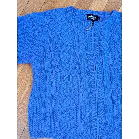 Icelandic Design Women's Medium Cable Knit Sweater Purple Silk Angora Full Zip - Picture 5 of 12